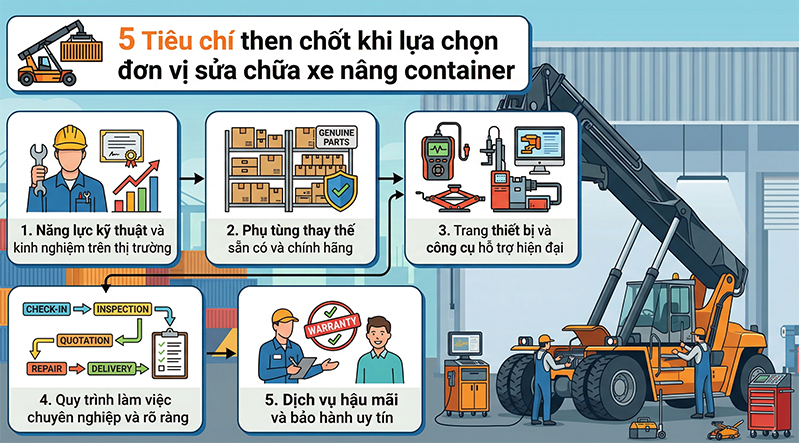 tieu chi chon sua xe nang container